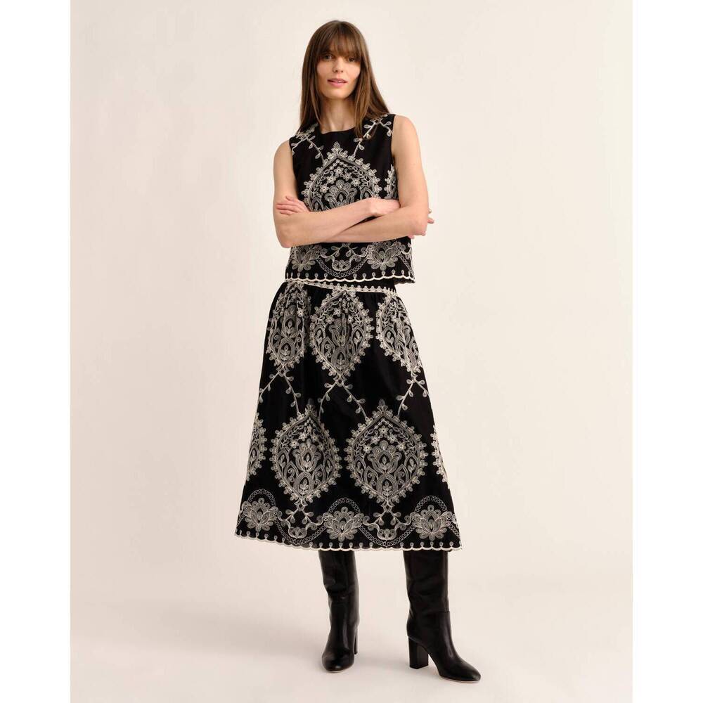 NEW CARTOLINA NANTUCKET georgia midi skirt in noir black